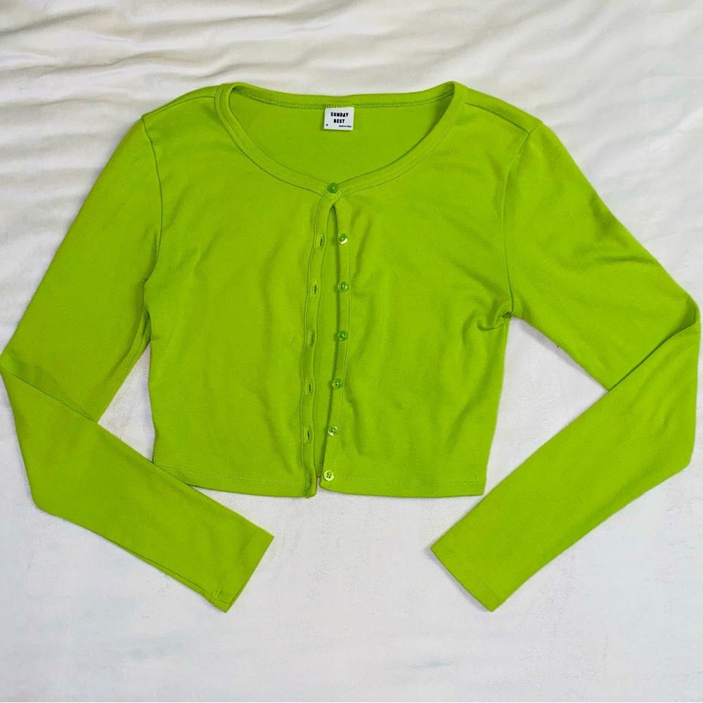 Sunday Best Cropped Green Cardigan